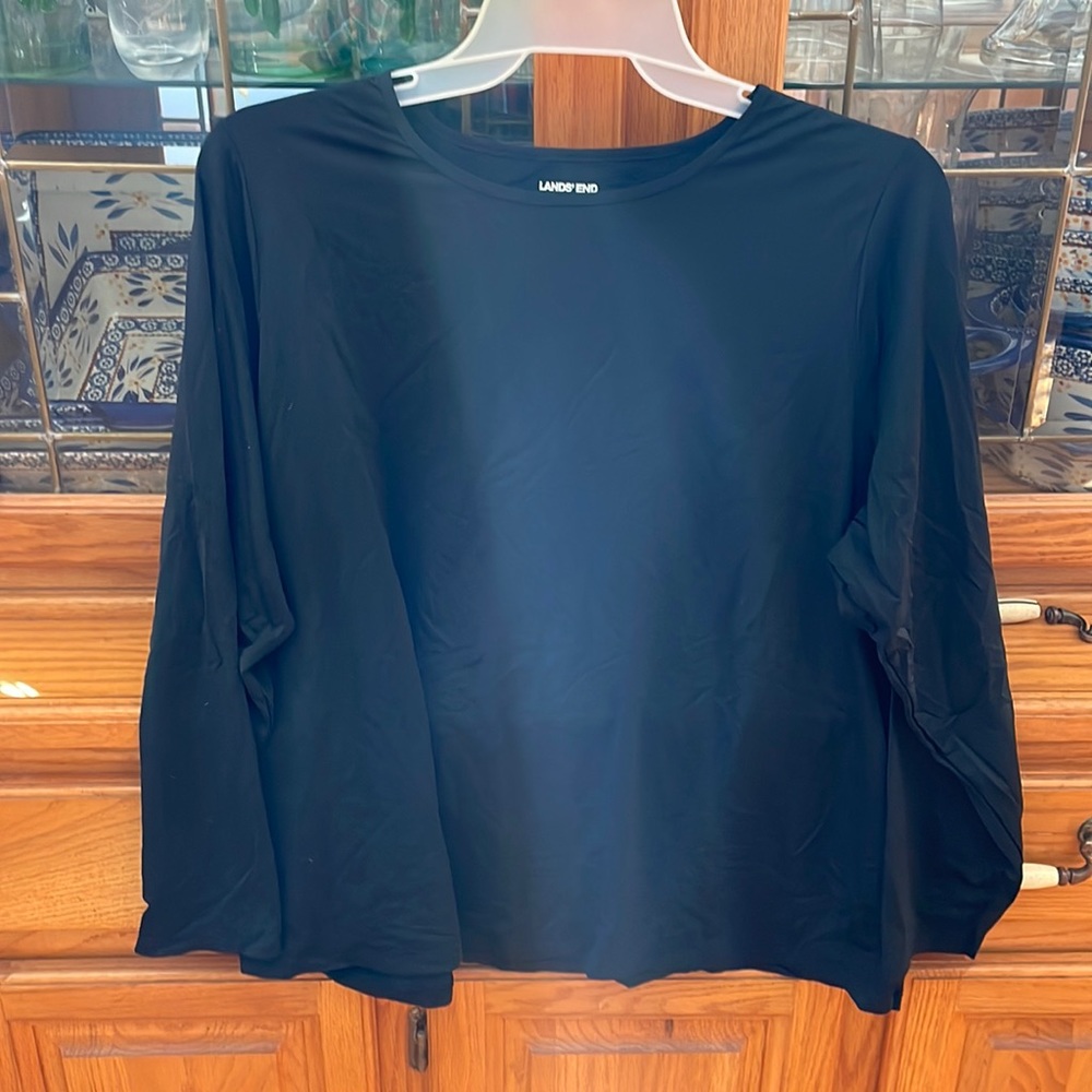 Lands End Women's Long Sleeve Lightweight Jersey Crew Neck Top Size 2X